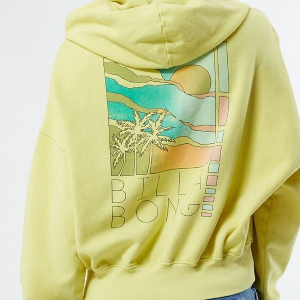 Billabong All Time Fleece Cropped Hoodie Trip Around The Sun NWT Sz Large